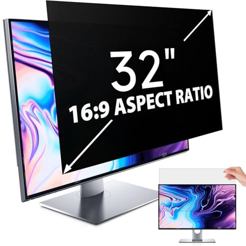 IPROKKO 32 Inch Computer Privacy Screen Filter for Computer Monitor 16:9 Aspect Ratio, Anti Blue Light Glare Removable 32 in Privacy Screen Protective Film, HD 32 Inch Monitor Privacy Screen Filter