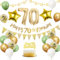 70. Geburtstag Deko Salbeigrüne, Luftballon Deko 70. Geburtstag Frau Mann, Geburtstagsdeko 70 Jahr, Gold Folienballon 70, Grün Weiß Gold Luftballons 70 Jahr mit Banner Tortendeko für Party Dekoration