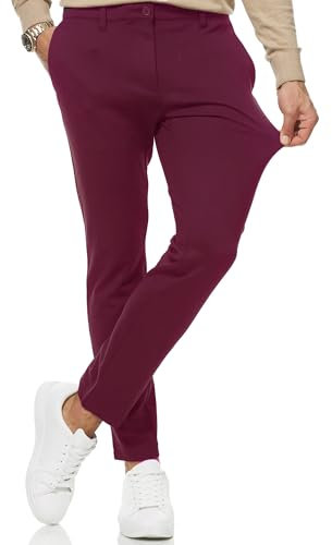Indicode Herren Rodekro Performance Pants | Chinohose Herrenhose Super Stretch Stoffhose Bequeme Business Hose für Männer Bordeaux, 34/36