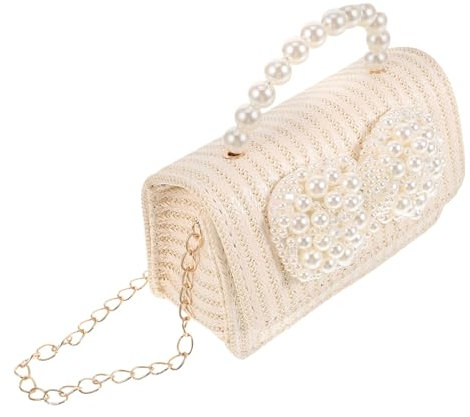 LIFKOME Crossbody Bag Für Damen Modische Umhängetasche Mit Perlen Und Schleifendekoration Vielseitige Handtasche Für Shopping Reisen Und Alltag Leicht Und Praktisch