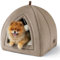Bedsure Katzenhöhle große Katzen Kamel - Faltbare Katzenbett mit waschbaren Kissen, Katzenzelt für Kätzchen kleine, mittelgroße Haustier, weiches und warmes Katzenhaus für drinnen, 44x44x44cm