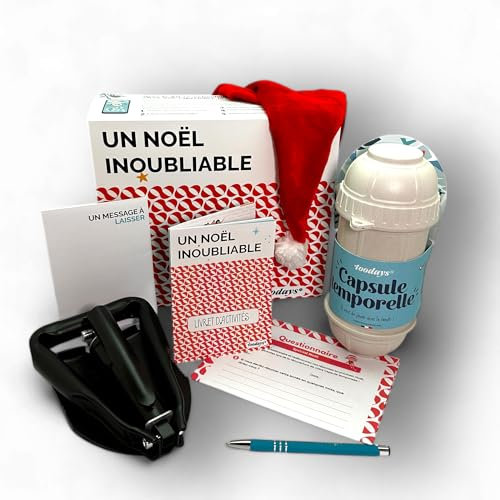 Kit capsule temporelle spécial Noël – Activité ludique et originale à faire en famille pour conserver ses souvenirs à l'occasion de Noël – Idée cadeau Noël / Adultes / Enfants – Fabrication française