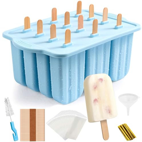 POWLYB Moule à Glace en Silicone Sans BPA, Moule Esquimaux, Batonnet, Moules Glaces et Sorbets Silicone, Silicone Moule à Glace Pour Glace pour la Préparation de Popsicles Crèmes Glacées Sorbets