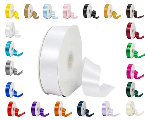 25 m Rollen doppelseitiges Satinband in verschiedenen Breiten und Farben (weiß, 10 mm x 25 m)