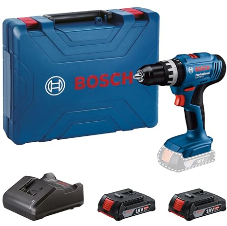 Bosch Professional 18V System Trapano-avvitatore con percussione a batteria GSB 18V-25 (Ø vite max. 10 mm, incl. 2 batterie GBA 18V 2.0Ah, 1 GAL 18V-20, valigetta)