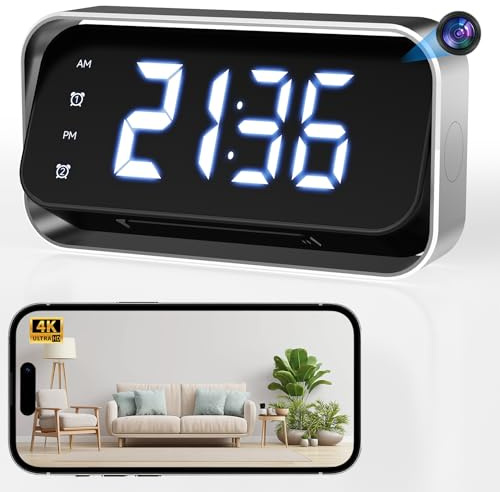 JOOKACE Telecamera Spia Nascosta 4K con Angolo 150° e Rilevamento | Visione Notturna, Rilevamento Movimento, Streaming in Tempo Reale, App per Smartphone, Wireless