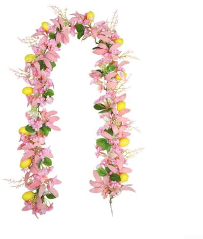 Gettimore Emuliertes Rattan-Zitronenblüten-Arrangement, 180 cm, bunte Seidenblumen-Dekoration für Hauseingang oder Party