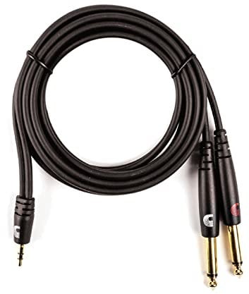 D'Addario Audio Cable - Works with Cell Phone, MP3 Players - Custom Series - 6 Feet/1.82 Meters - 1/8 Inch to Dual 1/4 Inch Ends - 1 Pack