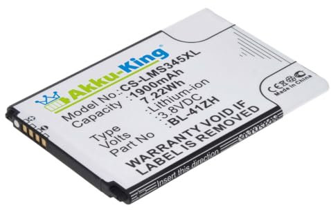 Akku-King Akku kompatibel mit LG BL-41ZH - Li-Ion 1900mAh - für Optimus C40, C50, L50, Tribute 2, 2 TD-LTE, Duo Y50, Leon, 3G, 4G, TV Dual SIM, Destiny