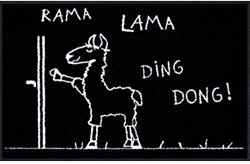 Salonloewe Fußmatte mit Spruch Rama Lama Ding Dong 050x075 Türmatte Fußmatte lustig Schmutzfangmatte waschbar rutschfest Made in Germany