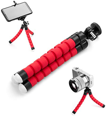 Fotover Phone Tripod Camera Portable Compact Flexible Mini Tripod Holder Stand for Small Camera and Gopro + Phone Holder,Red