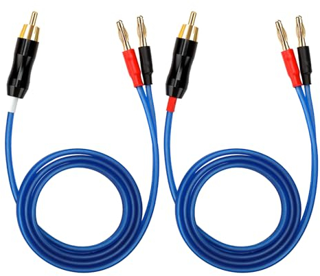 KK Cable Q-P2 18 Gauge OFC Speaker Wire Pair with RCA Male (White & Red) to 2 Pair Banana (4banana) Plugs, Q-P2 (0.75M(2.4ft))