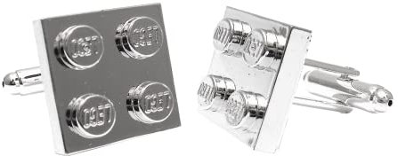 Chrome Silver Colour Cufflinks Handmade with Building Bricks plates *