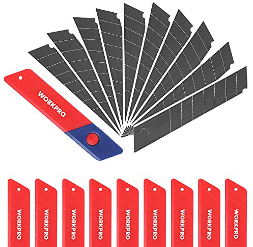 WORKPRO 18mm Snap-off Blades, SK5 Steel Replacement Blade Fits all 18mm Utility Knife & Box Cutter, Pack of 100