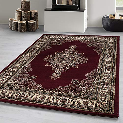 Carpetsale24 Orient Teppich 200x290 cm Rot, Zeitloser Designteppich mit klassischen Motiven, Pflegeleicht für Wohnzimmer oder Essbereich