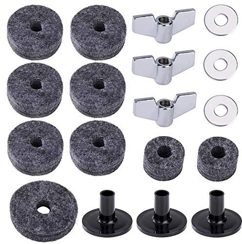 Cymbal Zubehör Ersatz Hülsen Beckenfilze mit Beckenwascher und Flügelmuttern Filz Hi Hat Cup Kupplung Set für Trommel 18 Stück