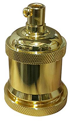 LEDSone E27 Vintage Solid Bulb Socket Ceramics Lamp Holder Edison Screw Light Bulb Socket Adapter Ideal for Vintage Edison Filament Bulbs Antique metal (French Gold)