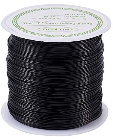 Pandahall 75.5 Feet Tarnish Resistant Copper Wire 24 Gauge Jewelry Beading Craft Wire for Jewelry Making (Black)