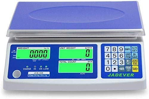 FZYE Cocina electrónica 30 kg / 1g Conteo de pesaje Inteligente electrónico de Alta precisión, báscula de Plataforma Digital Industrial de Acero Inoxidable con función de Tara Cero LCD