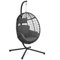 IDMarket – Sillón colgante calado efecto ratán gris con cojín gris