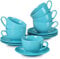 LOVECASA, Series Sweet, Tableware Sets 12 Piece Combination Sets Light Blue Espresso Cup & Saucer Set - Modern Coffee Mugs and Saucers - 230ml - 6 Colours
