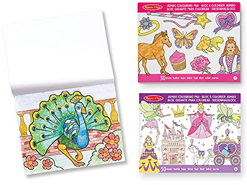 Melissa & Doug 3-Pack Jumbo målarböcker - Prinsessor Och älvor, Djur Och Rosa