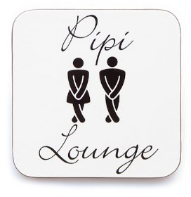 Interluxe Türschild 9x9 cm - PIPI Lounge - weiß Hochglanz Türschild WC Toilette Lounge Bad