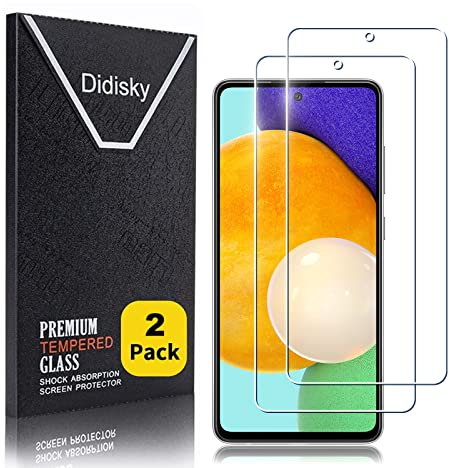 Didisky Lot de 2 Protecteur Verre Trempé pour Samsung Galaxy A52 4/5G, A52S 5G, A53 5G, Film Protection écran, résistance aux Rayures, dureté 9H, Pas de Bulles, Haute définition, Facile à Utiliser