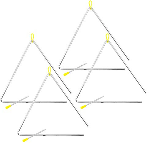 Tiger TRI28-4-MT 12 Samba Triangle Instruments - Pack of 4 | Heavy-duty Steel Triangles with Metal Strikers - Ideal for School, Band or Home Use