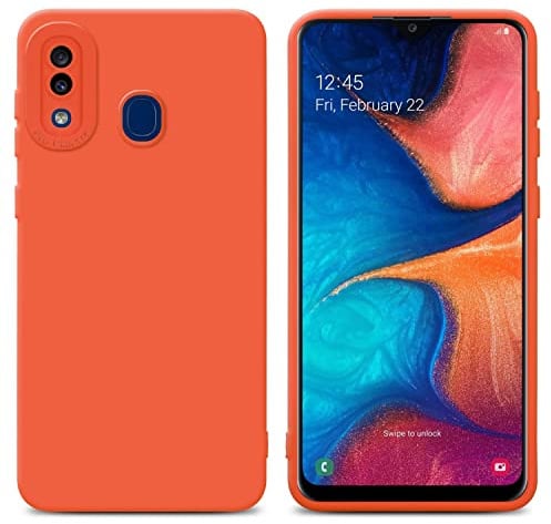 Cadorabo Hülle kompatibel mit Samsung Galaxy A20 A30 M10s Schutzhülle TPU Silikon Case Liquid Design mit Kameraschutz Slim Kratzfest Gummi mit Rundumschutz Case Hülle für Galaxy A20 A30 M10s in Orange
