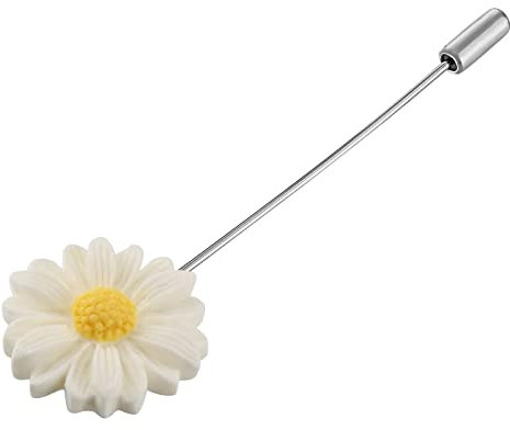 Brosche Elegant, Brosche Weiß Edelstahl Sonnenblume Brooch 8CM Schmuck für Mama Damen Geschenke