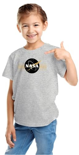 Nasa Unisex Kinder Ginasadts066 T-Shirt, Gris Melange, 8 Jahre