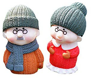 Kuchendekoration Oma und Opa alter Mann kleine Statue Figur Basteln Ornament Miniaturen Spielhaus DIY Dekor (rot & orange)