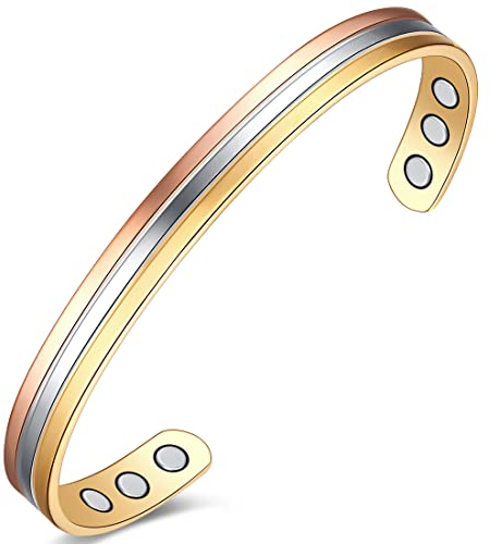 Vicmag Copper Magnetic Bracelet for Women Ultra Strength Magnets Adjustable with Removal Tool and Gift Box (Tricolor)