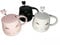 lachineuse - Lot de 3 Tasses Chat Kawaii 450ml - Mug Chat avec Couvercle & Cuillère - Coloris Noir, Blanc & Rose en Céramique - Mug à Infusion, Thé, Café - Tasse Originale Idée Cadeau Japon Asie