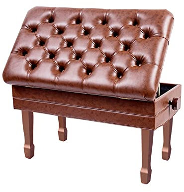 GGZONE Piano Stool Brown Duet Piano Bench with Storage Compartment,Genuine Leather Piano Stool for Adult Instrumental Performance and Practice beautiful scenery