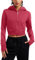 CRZ YOGA Women's Fleece Zip Up Jackets Full Zip Workout Cropped Hoodie Casual Long Sleeve Sweat Jacket with Thumb Holes Pomegranate 12