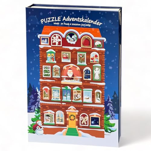 MIJOMA Puzzle-Adventskalender | 24 Weihnachtliche Motivpuzzles | Zauberhaftes Weihnachtshaus Design | Jeden Tag ein neues Puzzle Erlebnis in der Adventszeit | Puzzleadventskalender für Groß & Klein