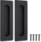 Malimali 2 Pack Stainless Steel Recessed Sliding Handles, 180mm Flush Door Hardware Finger Pulls for Pocket Closet Barn Door (Matte Black)