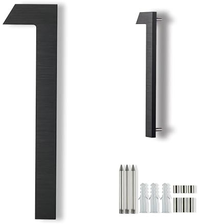Moderne Hausnummer für den Außenbereich 20,3 cm, große Hausnummern aus Metall Zahlen für Hausadresse mattschwarz für den Außenbereich schwimmend bündig vertikal horizontal Aluminium hausnummer 1
