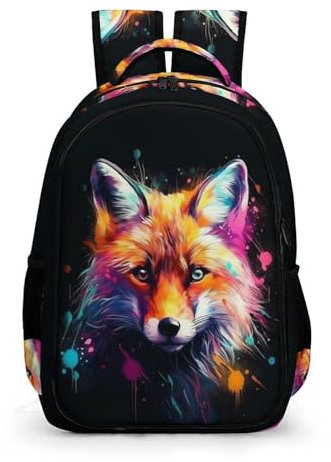 WCEECE Rucksack Jungen Bunter Fuchs Schulrucksack Mädchen Teenager Jugendliche Coole Schule Daypacks Kinder Schultasche Freizeit Groß Schulranzen Ranzen Schultertaschen