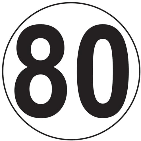 Aufkleber, selbstklebend, Motiv Macaron, Geschwindigkeitsbegrenzung, für Traktor, schwer, Geschwindigkeitsbegrenzung, LKW, 80 km/h, selbstklebend, 15 cm Durchmesser