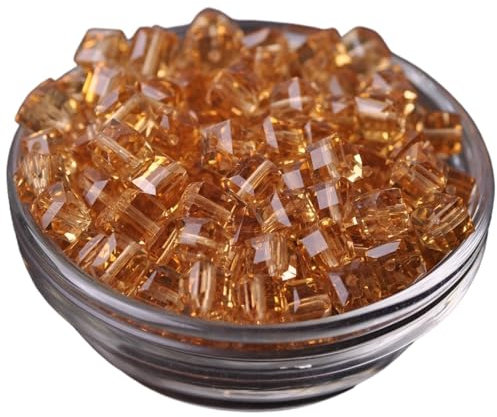 XLSTEIN 3mm /4mm/ 6mm/ 8mm /10mm Würfel quadratisch facettierte tschechische Kristallglas lose Bastelperlen Großhandel Lot for Schmuckherstellung DIY (Color : Champagne, Size : 3mm 100pcs)