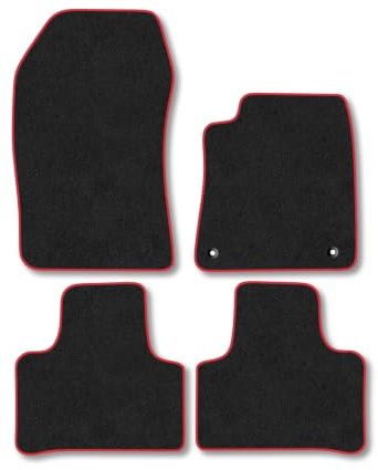 Peugeot 408 (2023+) Carpet Car Mats | Red Edge Trim Tailored Fit Floor Mats Full Coverage Protection Accessories Easy Clean Anti Slip Made in the UK