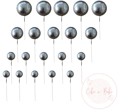 Faux Coloured Polystrene Cake Topper Ball Spheres - Pack of 20 (Black Shimmer)