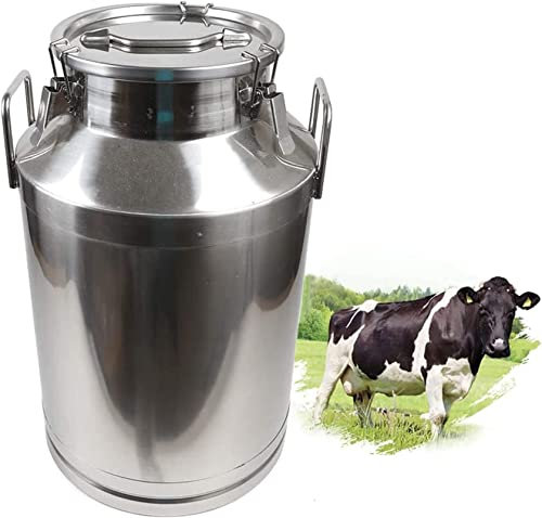 Milchtransportkanister aus Edelstahl 304, 12–60 l, Milcheimer, Ölfass, Weineimer, Tragetasche, Milchkanister mit silikonversiegeltem Deckel für Flüssigkeitsaufbewahrungsbehälter, Silber (60 l (15