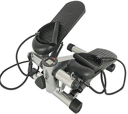Stepper - Stepper fitnessmaskin med motståndsband, halkfria pedaler och LCD-skärm, upp-down stepper, stepper swing (grå)