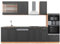 Vicco Küchenzeile Fame-Line, Anthrazit Landhaus/Goldkraft Eiche, 300 cm mit Hochschrank, AP Anthrazit