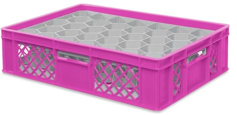 BRB Gläserkiste 600x400 mm für 15, 24, 33 oder 40 Gläser, farbig (Pink, für 33 Gläser Ø 75 mm, Glashöhe max 122 mm)