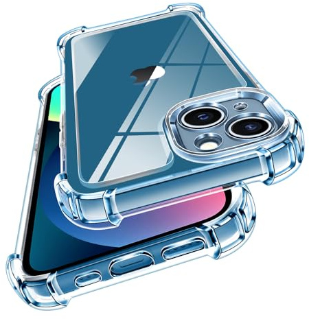 iVoler Anti Ingiallimento Chiaro Cover Case per iPhone 13 6.1 Pollici, [Antiurto di Grado Militare] Custodia Sottile Trasparente per Assorbimento degli Urti con Paraurti in TPU Morbido